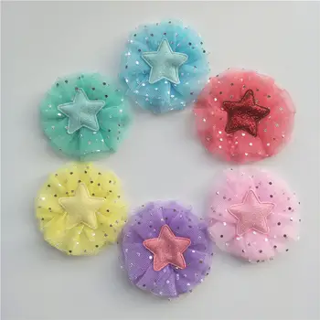 

6.5cm 24pcs/lot DIY Handmade Shiny Star Flower Padded Applique for Children's hair Clip Accessories
