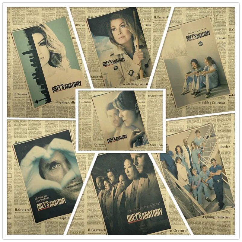 Grey's Anatomy Vintage Kraft Paper Poster Wall Stickers For Living Room Home Decoration | Дом и сад