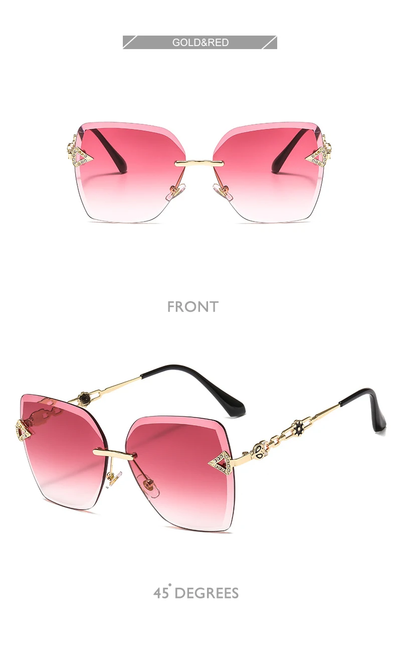 Королевская девушка новые бескаркасные женские солнцезащитные очки с лисой Роскошные брендовые цветные солнцезащитные очки с рисунком океана ss382