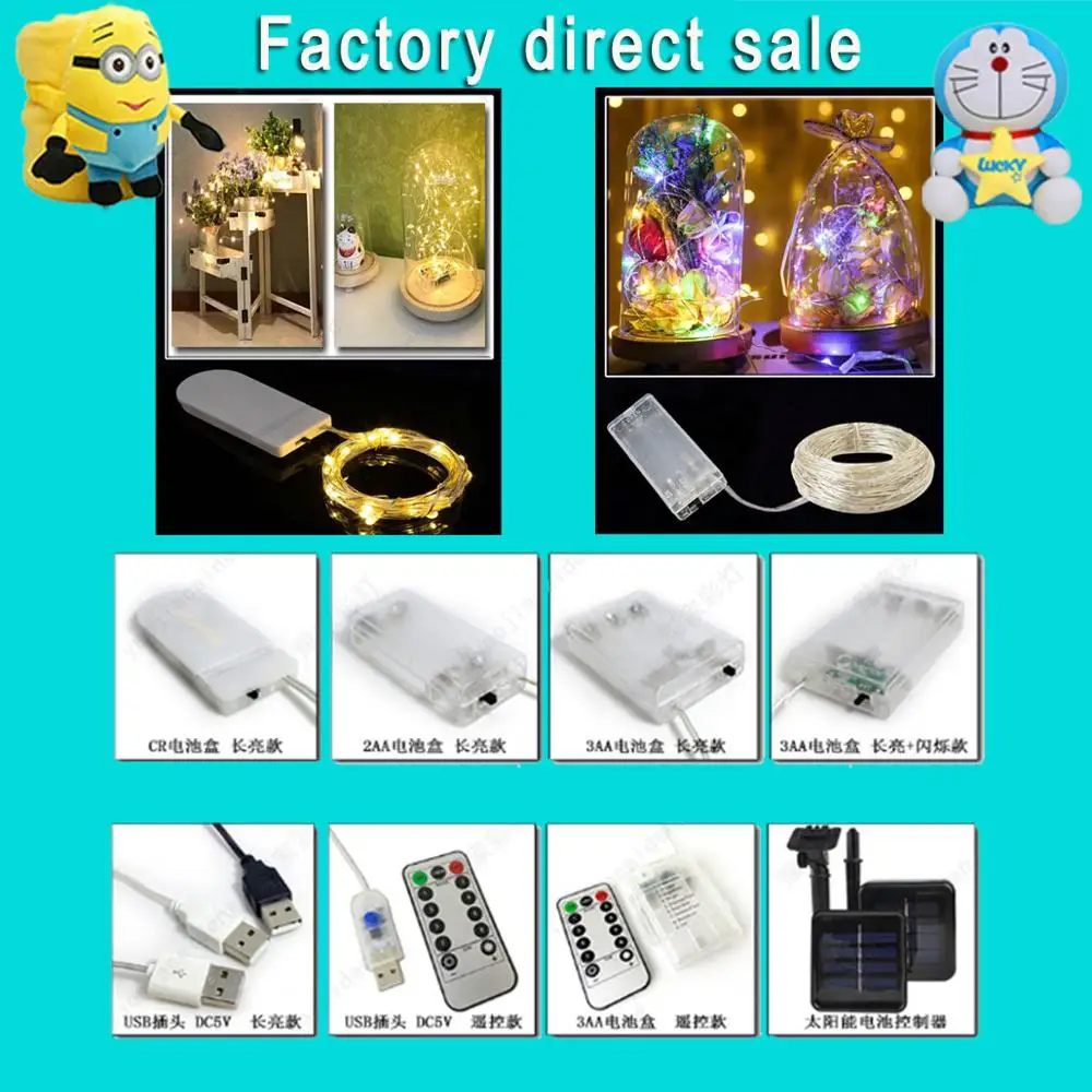 Led Strings Copper Wire 1M 2M 3M 5M 10M 100 3XAA Battery Operated Christmas Wedding Party Decoration LED String Fairy Lights | Освещение