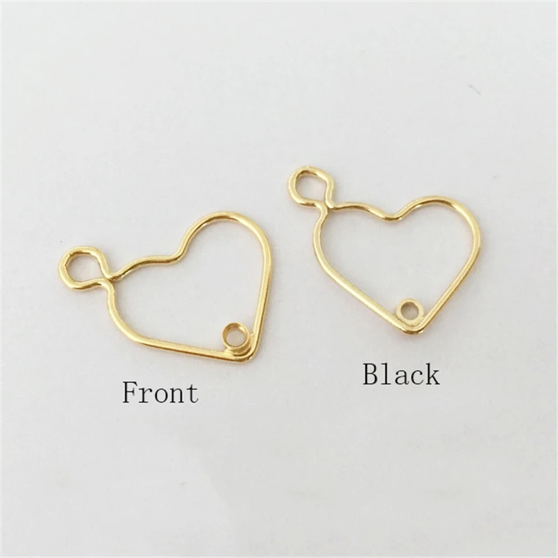 14K Gold Filled Heart Charm With White Ring 15.5MM Gold Pendant For Bracelet Necklace Earring DIY Jewelry Accessories Findings