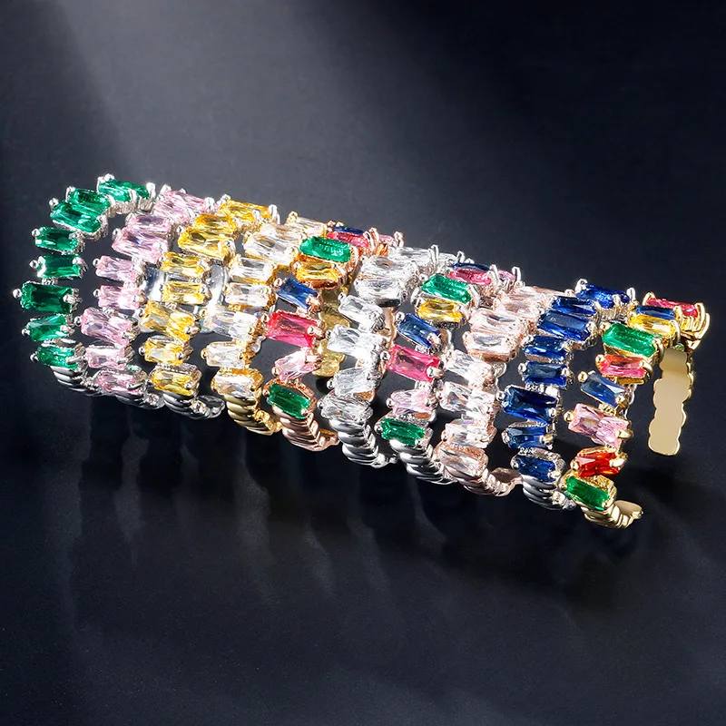 

2019 CZ Engagement Handmade Rainbow Rings For Women Finger Gold Silver Accessories Wedding Band Fashion Jewelry High Quality