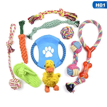 

10 Pcs Dog Toys Puppy Chew Rope Toys Set Braided Cotton Rope Balls for Dogs Pets Interactive Dog Toy Ball Teeth Cleaning Toy