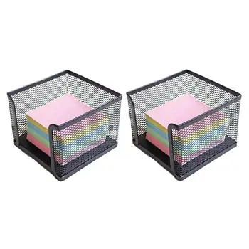 

Household 2PCS Wire Mesh Self-Stick Note Storage Racks Note Holders Desktop Note Dispenser Container Black Home Office