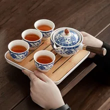 Fiori squisita pietra forma di macinazione Set da tè Set da tè fatto a mano Set da tè regalo da cerimonia del tè cinese tazza da tè GungFu unico