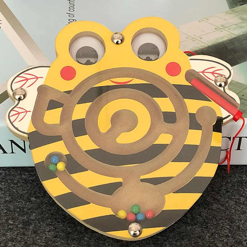 Wooden Magnetic Track Maze Toy Cute Animal Wooden Toy Brain Teaser Intellectual Jigsaw Board Kids Early Educational Puzzle Game 9