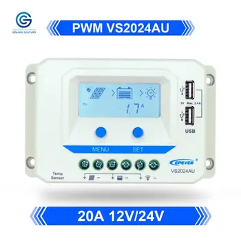 

Epever 20A Solar Charger Controller 12V 24V AUTO Work PWM LCD Display Double USB Controller For Solar Off Grid System