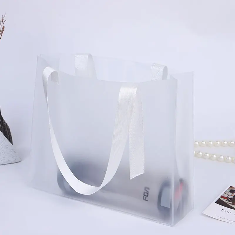 S/M/L 3 색 재사용 방수 대용량 투명 서리로 덥은 가방 PVC 다기능 식료품 의류 쇼핑 토트