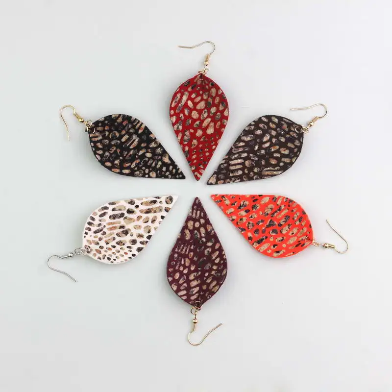 

Fashion Vintage Leather Leaf Teardrop Earrings for Women Bohemian Genuine Leather Pendants Dangle Drop Earrings Jewelry