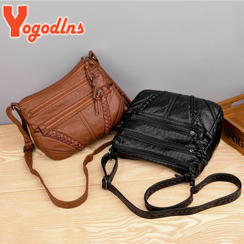 Yogodlns Winter New Shoulder Bag For Women Soft PU Leather Crossbody Bag Vintage Messenger Bag Lady Handbag Brands Lady Pouch