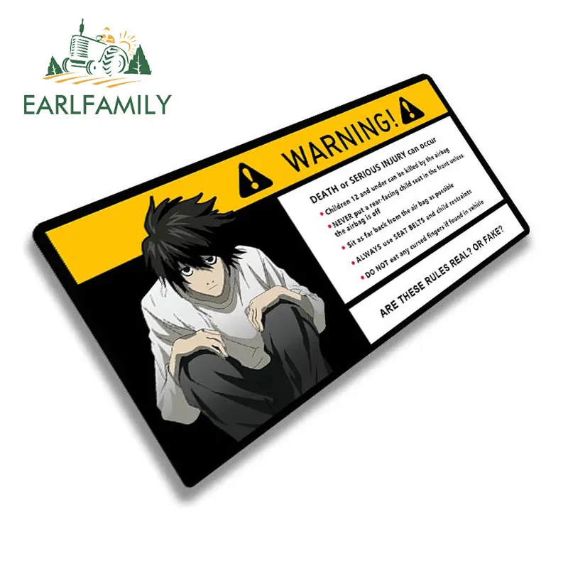 EARLFAMILY 15 см x 7 1 аниме Рюк из Death Note Предупреждение ющая Автомобильная наклейка для