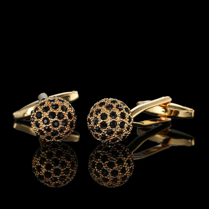Cufflinks crystal cufflinks 18K Gold brass plated men's French shirt cufflink