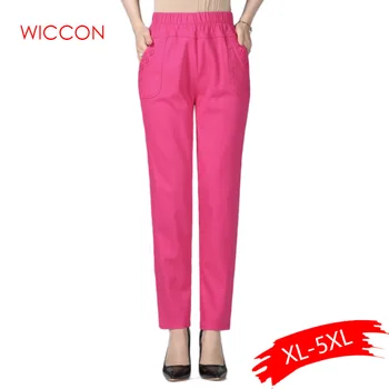 

High Waist Stretch Long Pants Women Cotton Straight Trousers Women Pantalon Femme Work Office Ladies Pants Plus Size 5XL