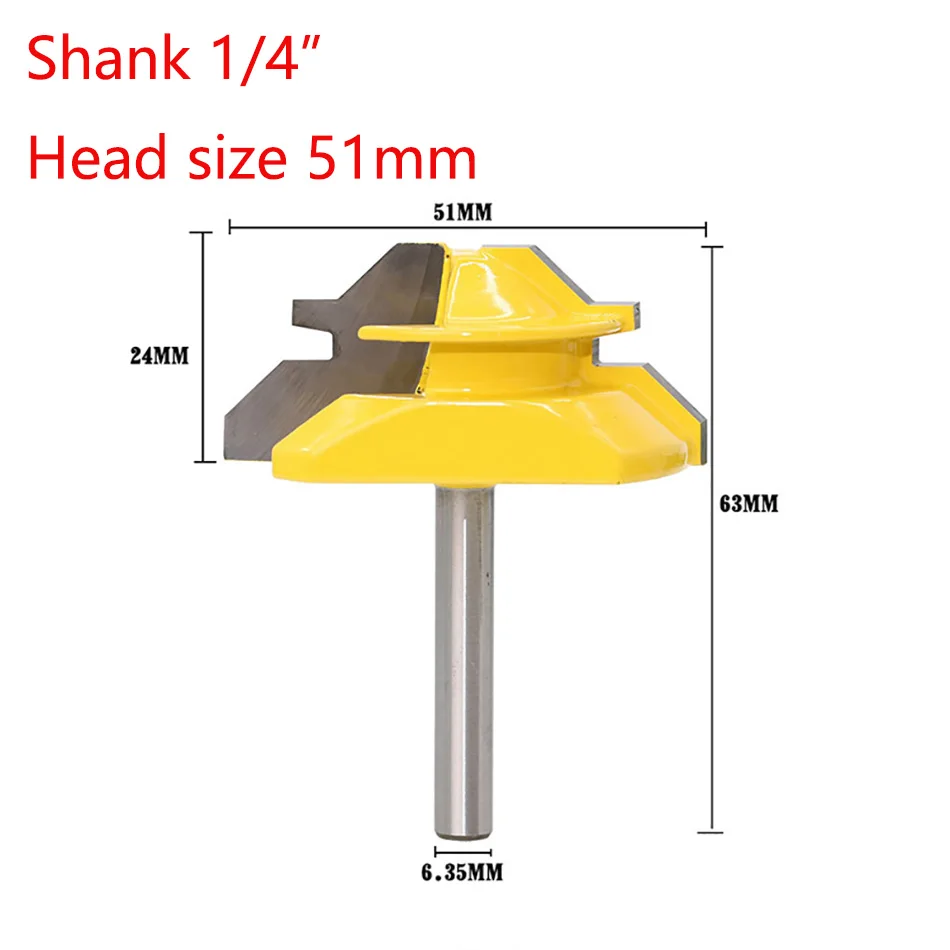 

1/4" Shank 45 Degree Width 1-3/8" Woodworking Drill Bit Tenon Cutter Woodwork Milling Cutters Woodworker Lock Miter Router Bit