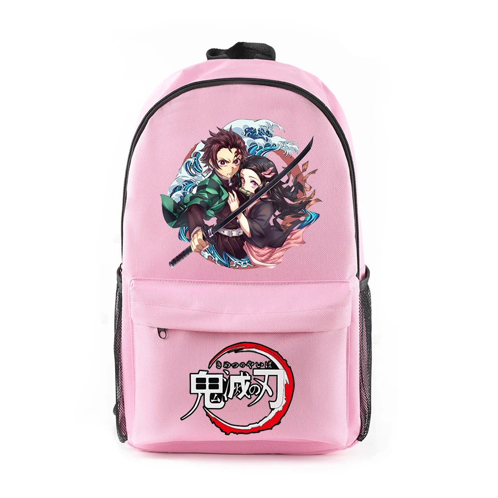 Student Anime Kimetsu No Yaiba Backpack Canvas Bag Tomioka Giyuu School Bags Girls Boys Travel Demon Slayer Cartoon Bags
