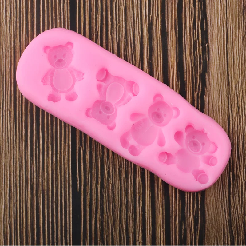 Silicone Mold Cake Decorating Tools Cute Baby Bears Polymer Clay Candy Chocolate Gumpaste DIY Party Cupcake Topper Fondant