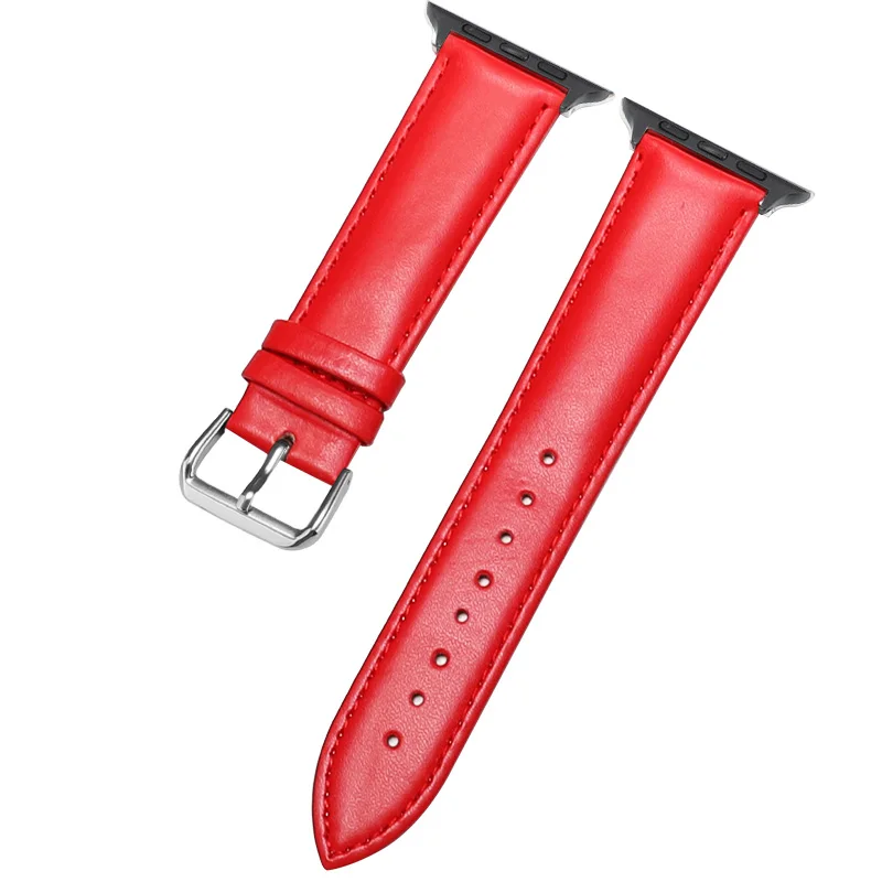 black-Red Кожаный ремешок для часов импорт простой Плетеный ремешок для часов iwatch 4 ремешок for38mm 42 мм - Цвет ремешка: black-Red
