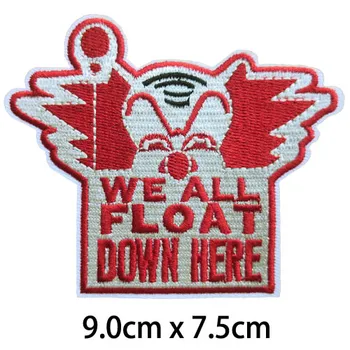 

We all float down here embroidered iron on patch, Horror Moive Crown face fabric badge embroidered applique accessories DIY