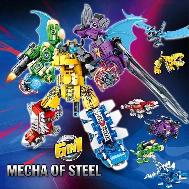 Inglys Dinosaur Transformation Robot Building Blocks Tyrannosaurus Velociraptor Pterosaur Model Bricks Kid Toy For Boy 4