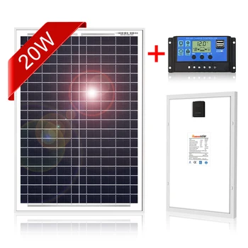 

DOKIO Solar Panel 20W + 10A 12V/24V Solar Controller With USB Interface 12V Portable Solar Panel For Mobile Phone