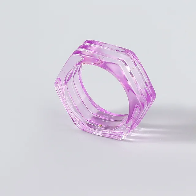 Fashion Candy Color Hexagon Transparent Resin Ring Couple Popular Hip-hop Ring Campus Party Accessories 0741zis