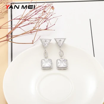 

YANMEI Geometric Earrings Large Zircon Square Earrings Simple and Exquisite Ladies Earrings Fashionable Ladies Jewelry YME9472