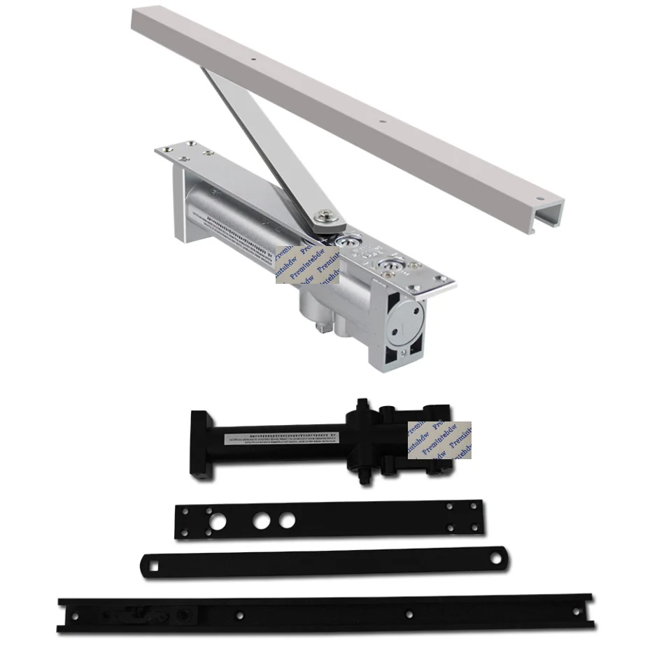 40-80KG Hydraulic Top Mounted Mortised Invisible Concealed Door Closer 2 Stage Speed Silver Matte Black Commerical