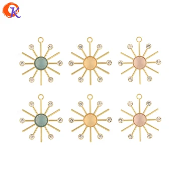 

Cordial Design 50Pcs 28*31MM Jewelry Accessories/DIY Pendant/Hand Made/Flower Shape/Resin Effect/Rhinestone Earrings Charms