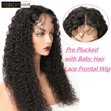 Morichy Kinky Curly 13x4 Lace Front Wig Malaysian Human Hair 13x1 T Part  Lace Frontal Wigs 150% Density Pre-Plucked Lace Wig