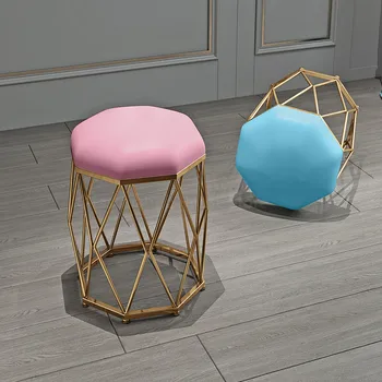 

Luxury Nordic Golden Macaron Color Dressing Stool Change Shoes Small Pink Sofa Stools & Ottomans Living Room Furniture