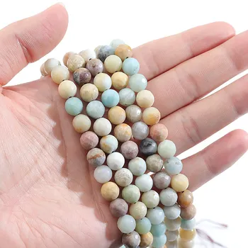 

Natural Stone Faceted Amazonite Round Beads For Jewelry Making 15'' 4/6/8/10/12mm Pearl Gem Loose Beads Diy Bracelet Necklace