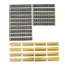 Lot de 16 étiquettes en forme de chiffres dorés avec Base, affichage de prix ajustable