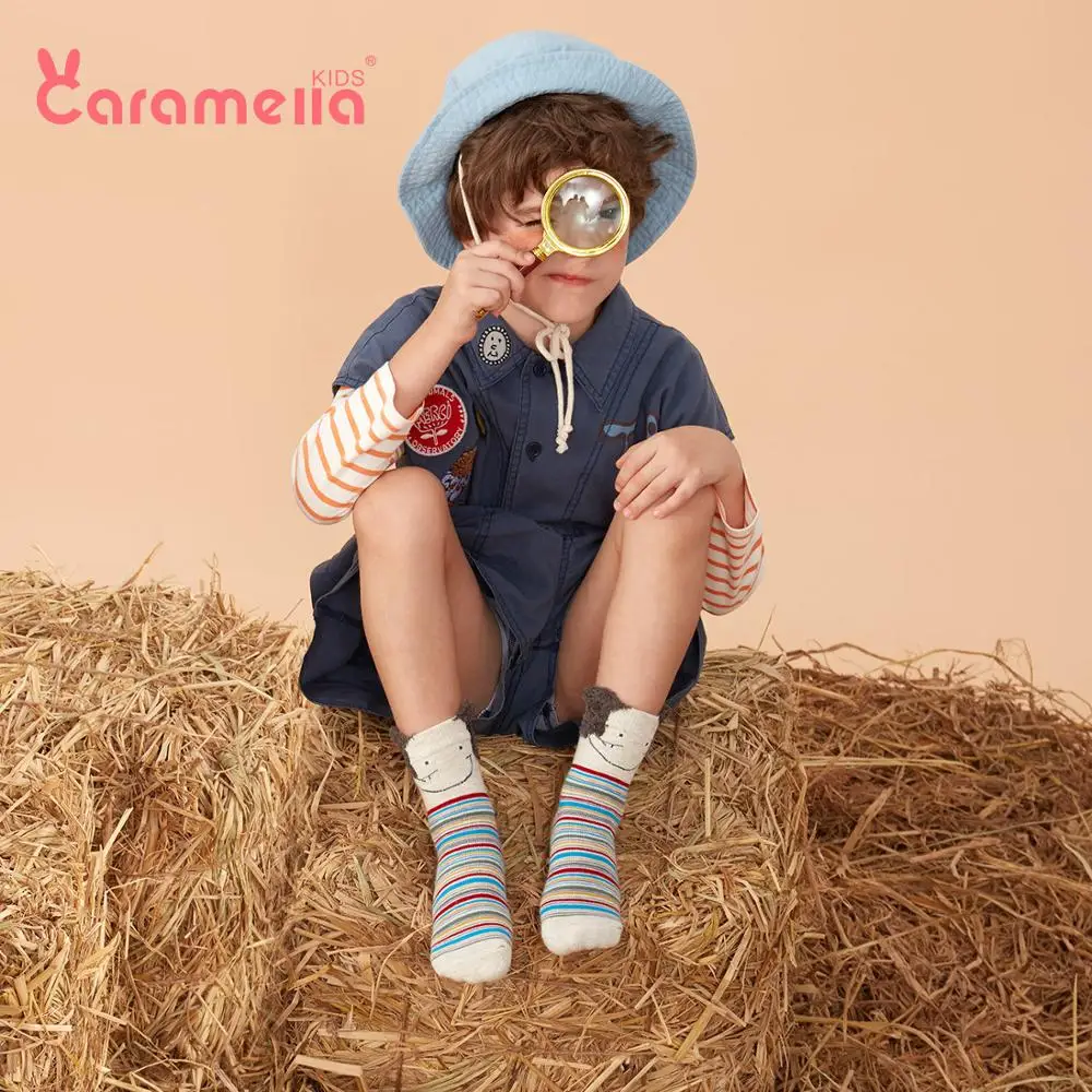 Caramella/4 пары детских зимних носков с героями мультфильмов Harajuku/забавные детские