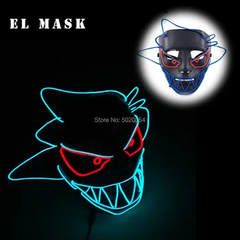 

Drop Shipping Anime Cosplay Mask Led Rave Mask Neon Illuminated Monster Mask For Halloween Dance DJ Club