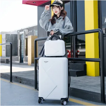 Модные чемоданы и дорожные сумки для путешествий, сумки для багажа с колесами, набор для женщин, набор для путешествий - Цвет: white and black 2pcs