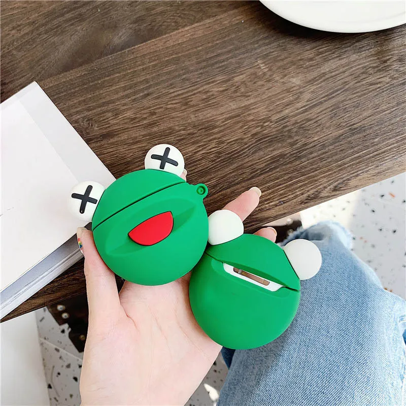 Для AirPod 2 Чехол 3D лягушка мультфильм мягкий силиконовый беспроводной чехол для
