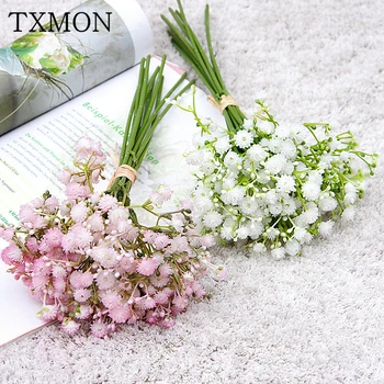 

10 pcs 32cm Gypsophila Hand soft rubber feel artificial flowers bouquet wedding Home decoration plastic simulation fake flower