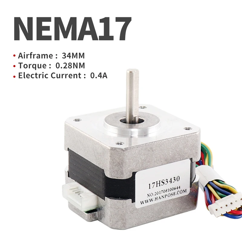 Шаговый двигатель Micro 42 Nema17 34 мм 0.4A 12 В двухфазный четырехпроводной для 3D-печати |