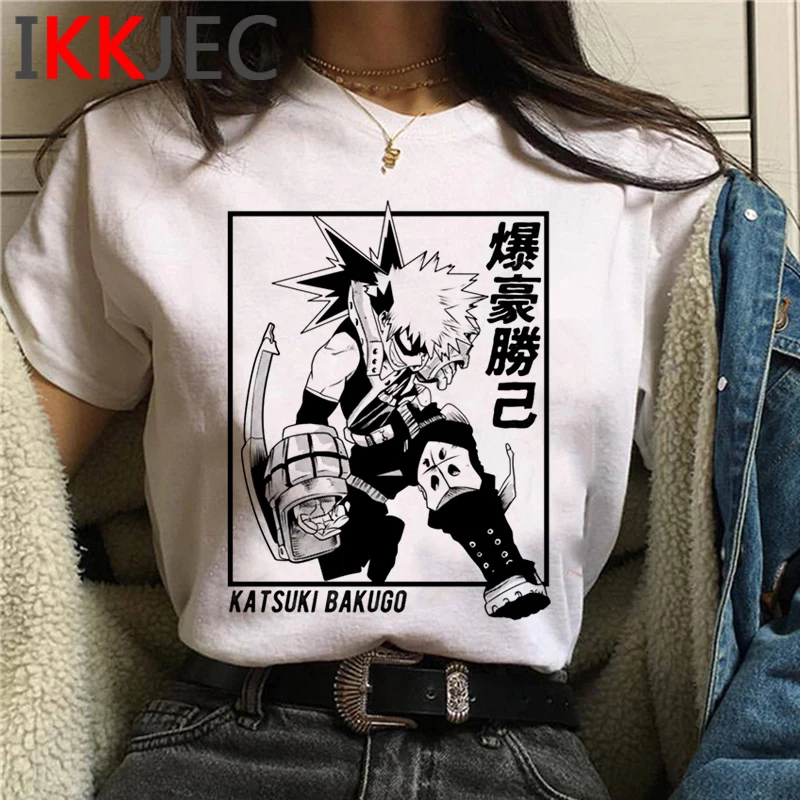 My Hero Academia Bakugou Todoroki Boku No Hero Bnha women grunge aesthetic harajuku kawaii plus size t-shirt summer top ulzzang couple t shirt Tees
