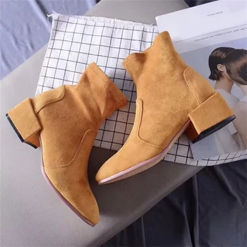 

Women's boots high quality fabric comfortable inner round toe 2019 autumn and winter fashion shoes stretch women's boots