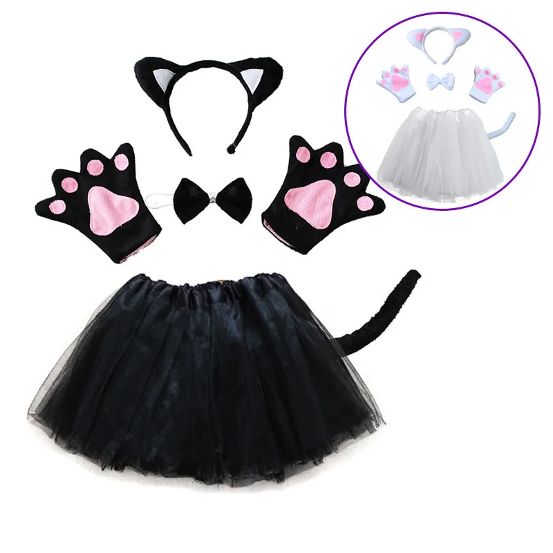 Costume Set Kid Halloween party cosplay cat ear headband hairband gloves performance stage dance wear