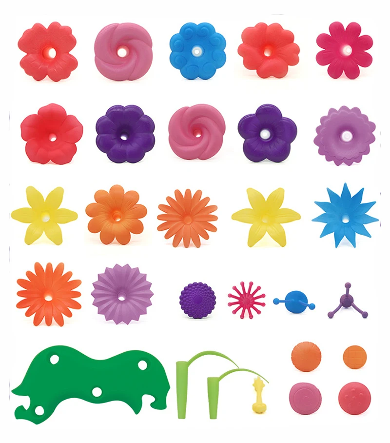 109pcs/set DIY Creative Colorful Interconnecting Blocks Building Educational Flower Arrangement Toys Garden Game for Girls Gift
