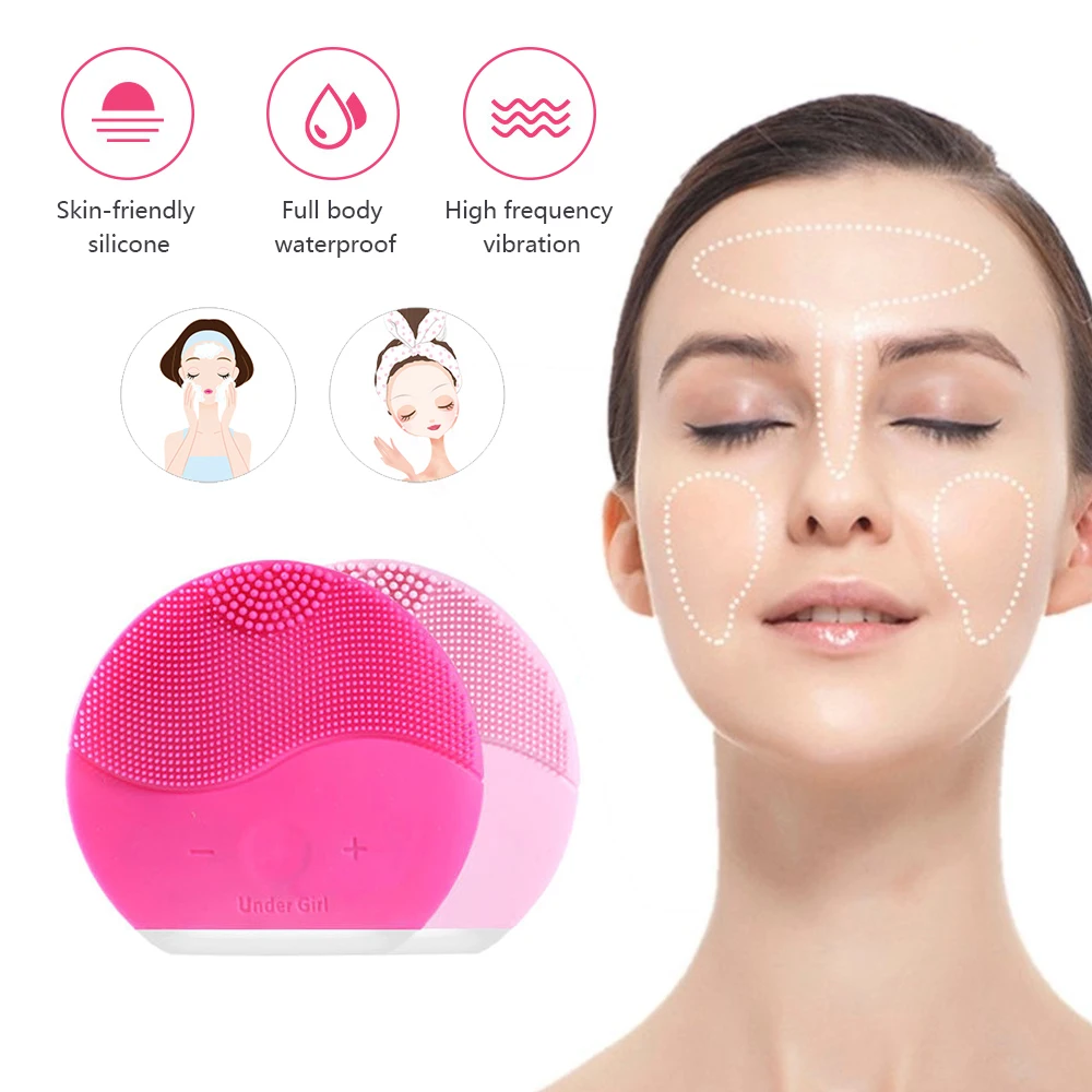 Ультразвуковая электрическая USB перезаряжаемая Очищающая щетка для лица мытья