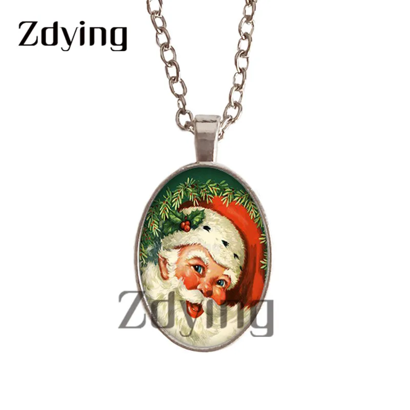 Zdying винтажное ожерелье Санта Клауса овальное 18*25 мм стекло кабошон кулон s