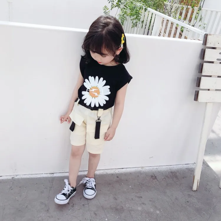 Комплекты одежды для маленьких девочек футболки с принтом любовь кожаная юбка