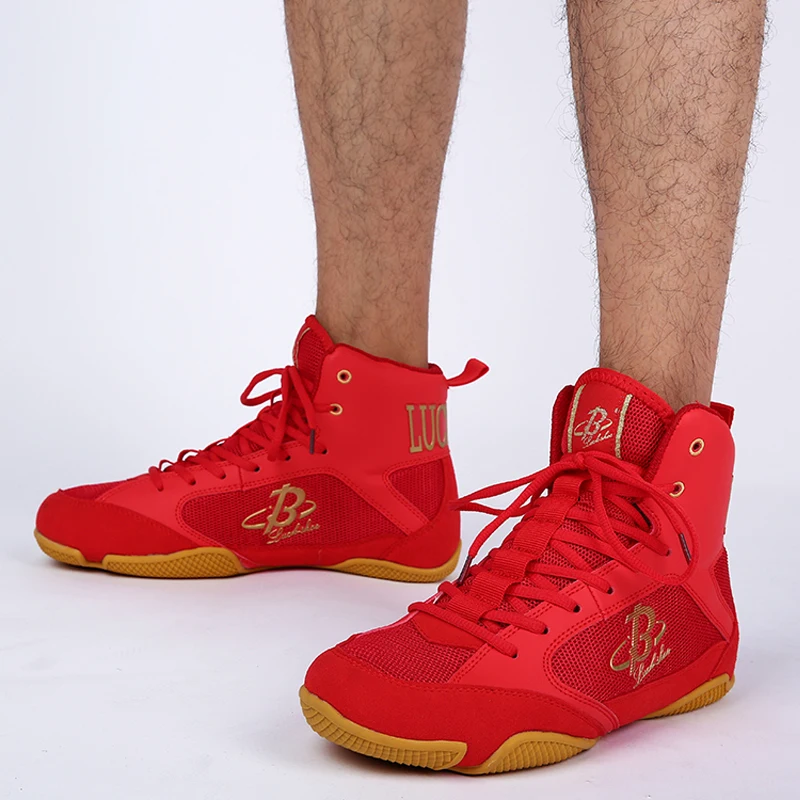 Koop Hoge Kwaliteit Worstelen Schoenen Voor Mannen Training Schoenen Professionele Boksen Schoenen Leer Vrouwen Worstelen Kostuum Schoenen Worstelen