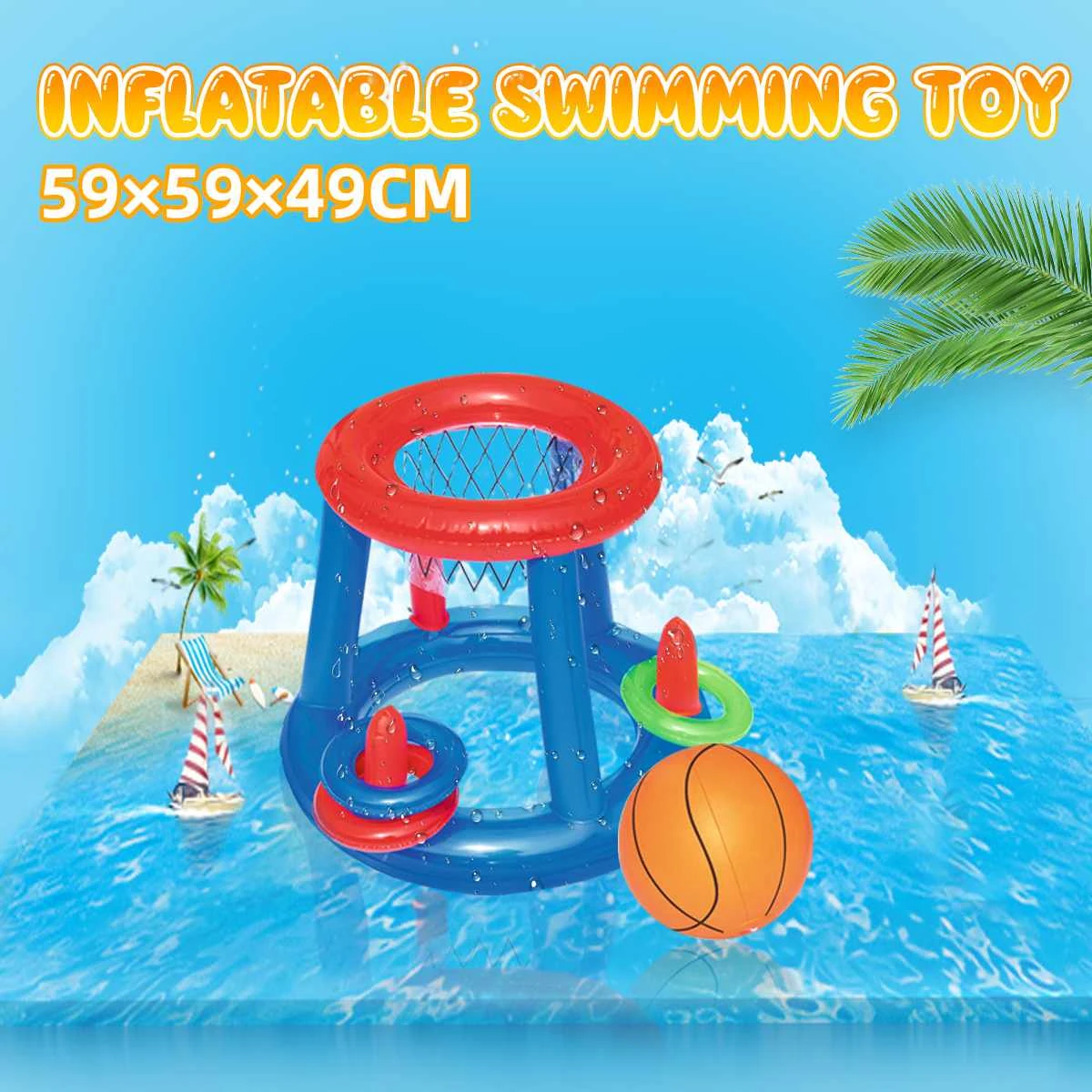 swimming pool floating basketball hoop