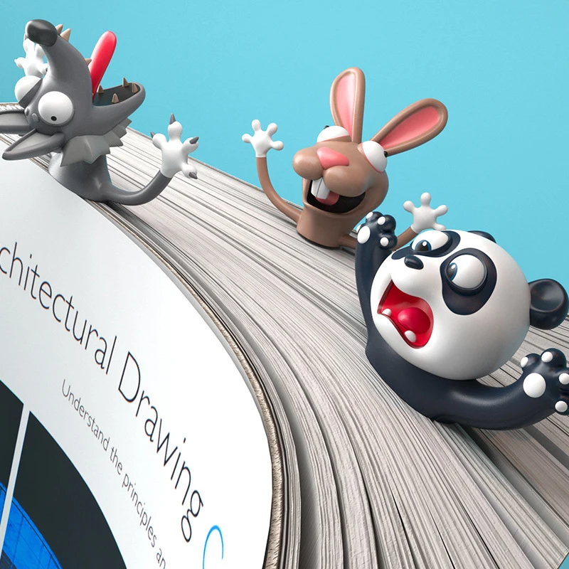 3D Stereo Karikatur reizende Tier Lesezeichen Nette Katzen Kaninchen Lustige Studenten Kind Geschenk BST/&BAO Tier Lesezeichen f/ür Kinder