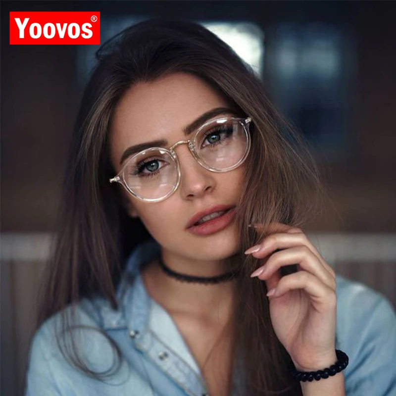 Yoovos Montura de gafas con luz azul para mujer, anteojos transparentes para ordenador, gafas redondas, óptica transparente 2021|Las mujeres de Marcos| - AliExpress