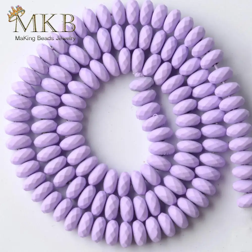 Natural Lavender Purple Hematite Stone Rondelle Matte Rubber Beads For Jewelry Making 6mm Space Loose Diy Bracelet 15&quot | Украшения и